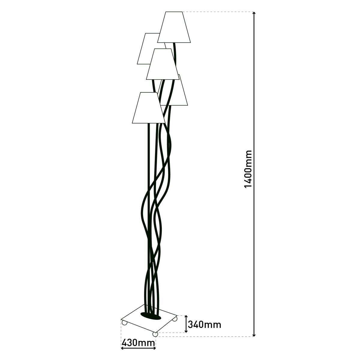 Näve Leuchten Stehlampe 2040911 braun Metall Textil B/H/T: ca. 34x138x43 cm 4 Brennstellen