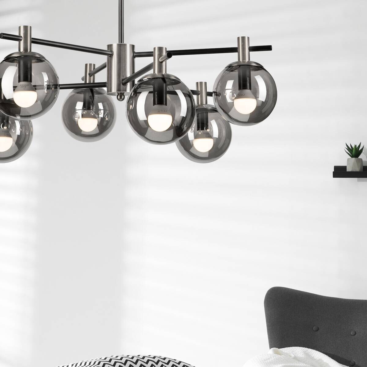 Lamkur Deckenleuchte Lilou Chrom Glas Stahl B/H/L: ca. 54x53x54 cm E14 6 Brennstellen