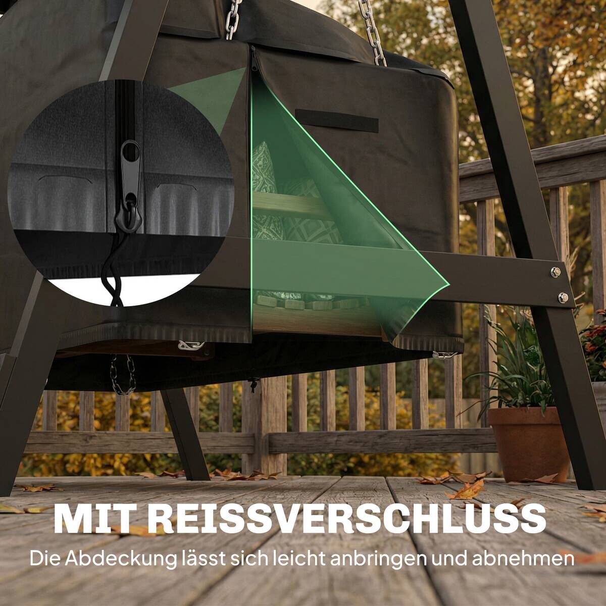 Outsunny Gartenschaukel-Abdeckung schwarz Polyester B/H/L: ca. 76x81x185 cm