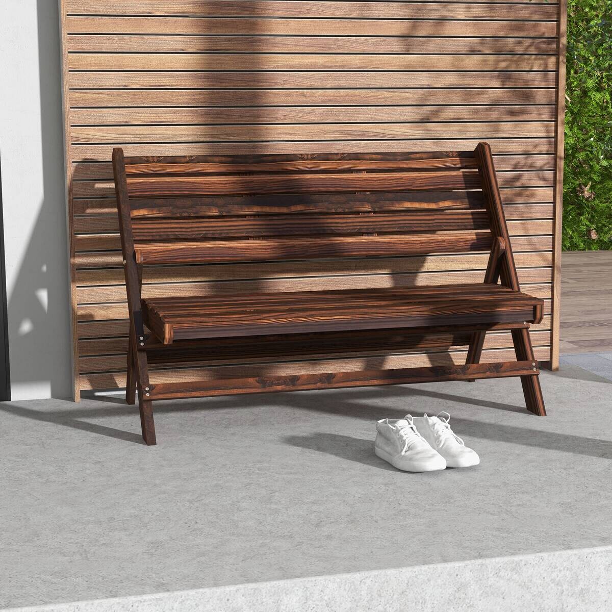 Outsunny Gartenbank grau Edelstahl B/H/L: ca. 63x122x83 cm