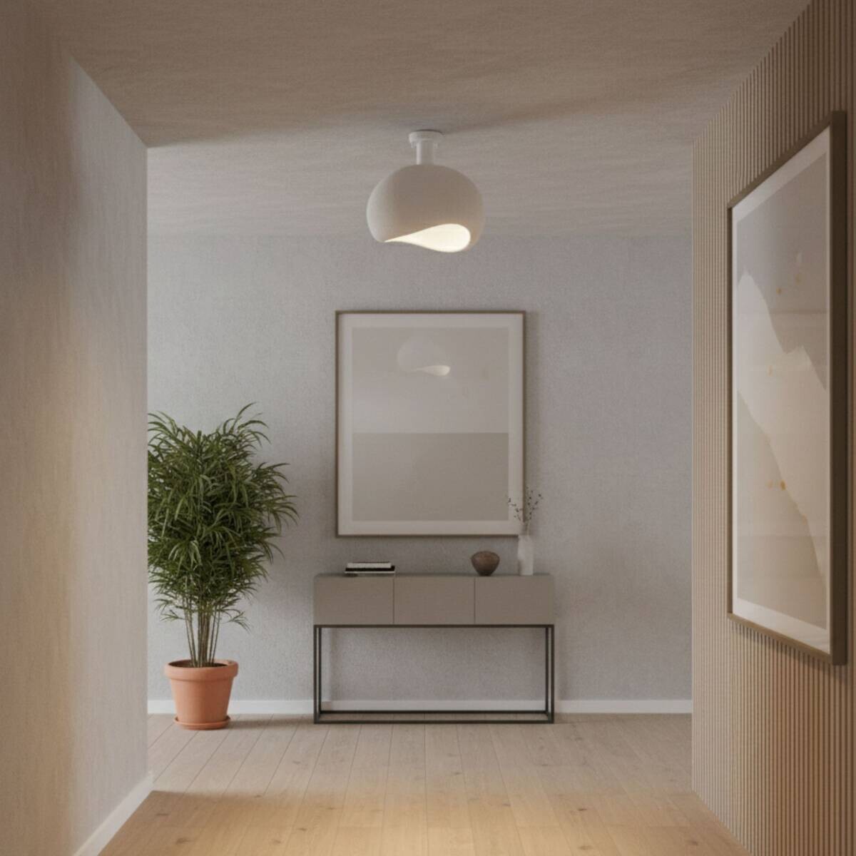 Opviq Deckenleuchte Yontu-15851 weiß Polyester-Mischgewebe Metall B/H/L: ca. 29x33x34 cm E27 1 Brennstellen