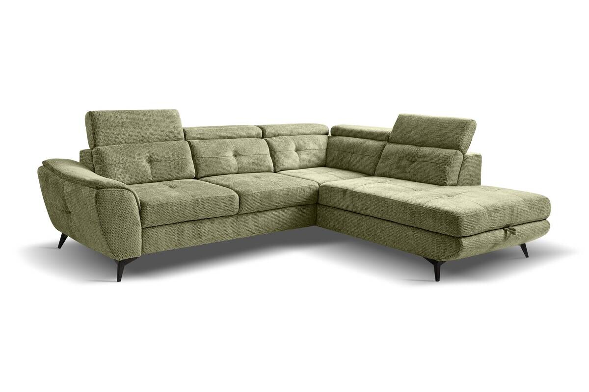 Ecksofa mit Bettfunktion und Bettkasten moosgrün Microfaser B/H/T: ca. 274x82x231 cm