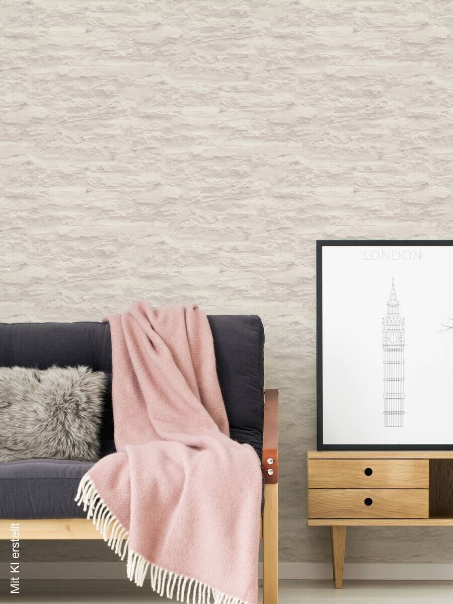 Livingwalls Vliestapete Best of Vlies Steine creme B/L: ca. 53x1005 cm