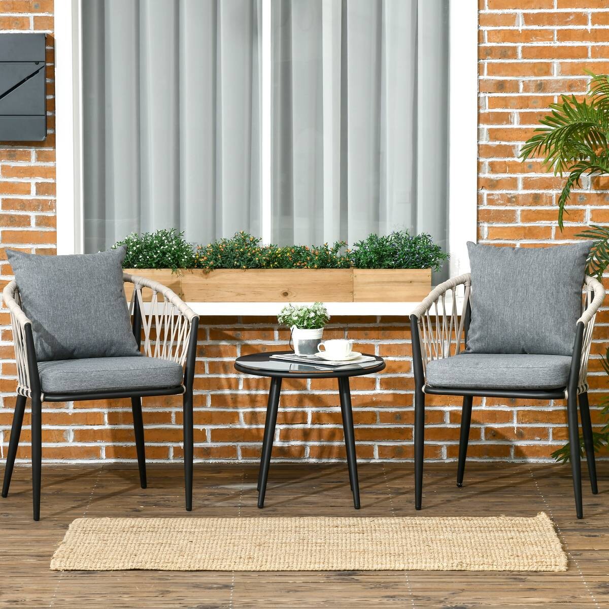 Outsunny Bistroset grau Polyester B/H/L: ca. 60x75x57 cm