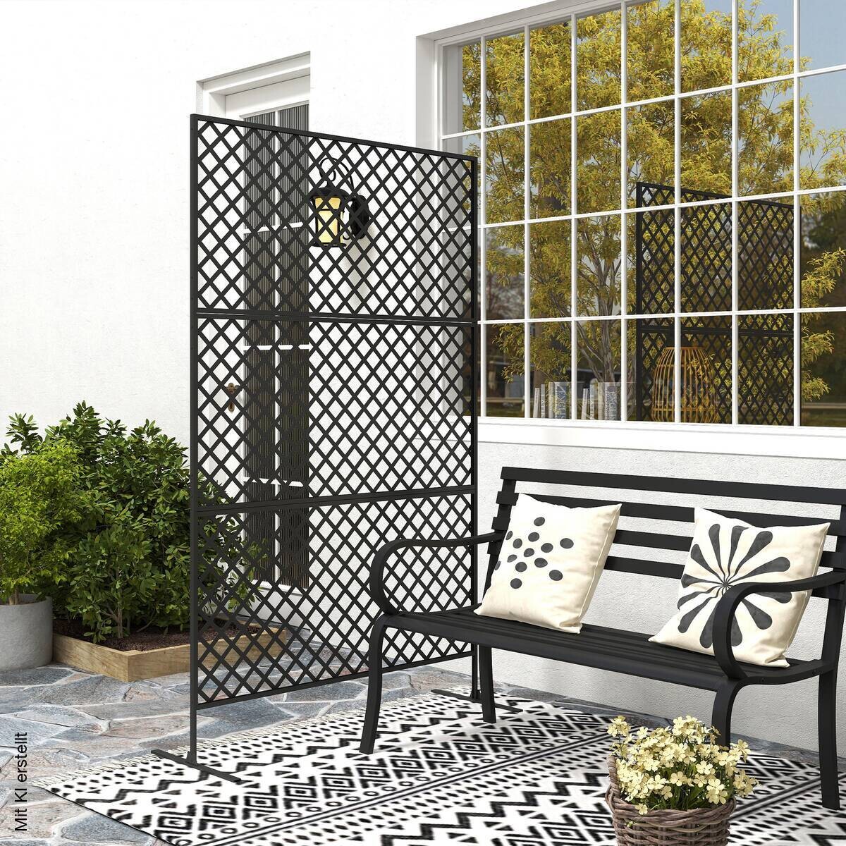 Outsunny Raumteiler schwarz Stahl B/H/L: ca. 45x198x122 cm