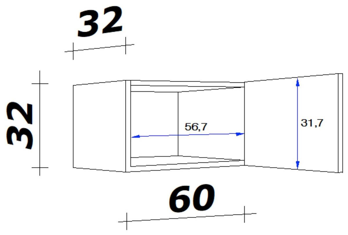 Hängeschrank Morena grau matt B/H/T: ca. 60x32x32 cm