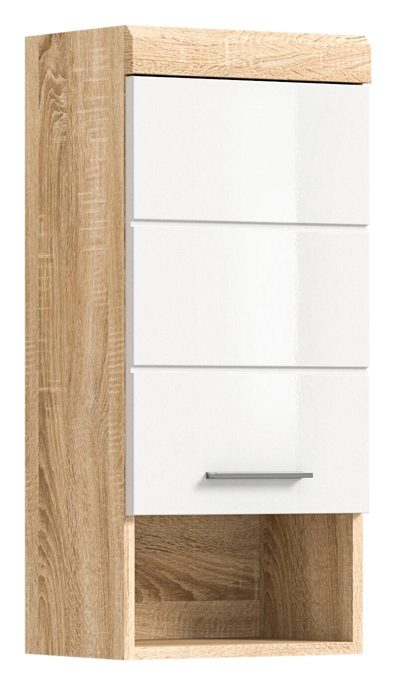 Badhängeschrank LAMBADA Eiche Sonoma hell Nachbildung weiß Hochglanz B/H/T: ca. 37x79x24 cm