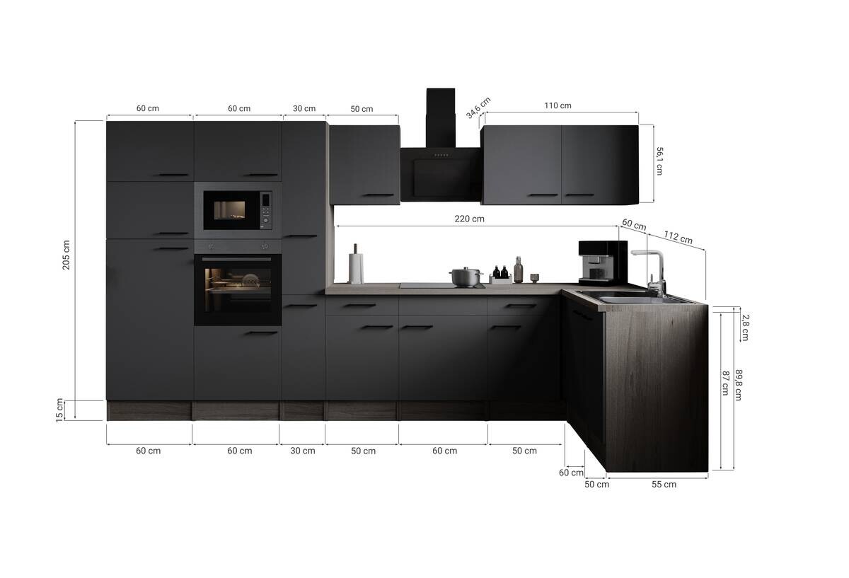 Winkelküche Oliver B/H/T: ca. 370x205x172 cm