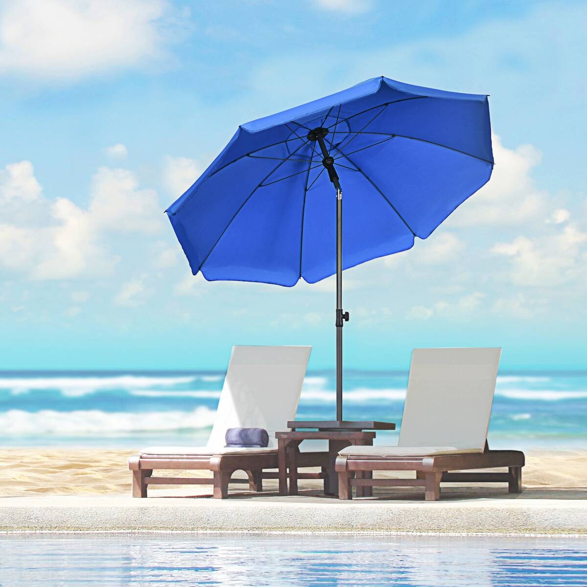 Outsunny Sonnenschirm blau Polyester B/H/L: ca. 180x209x180 cm