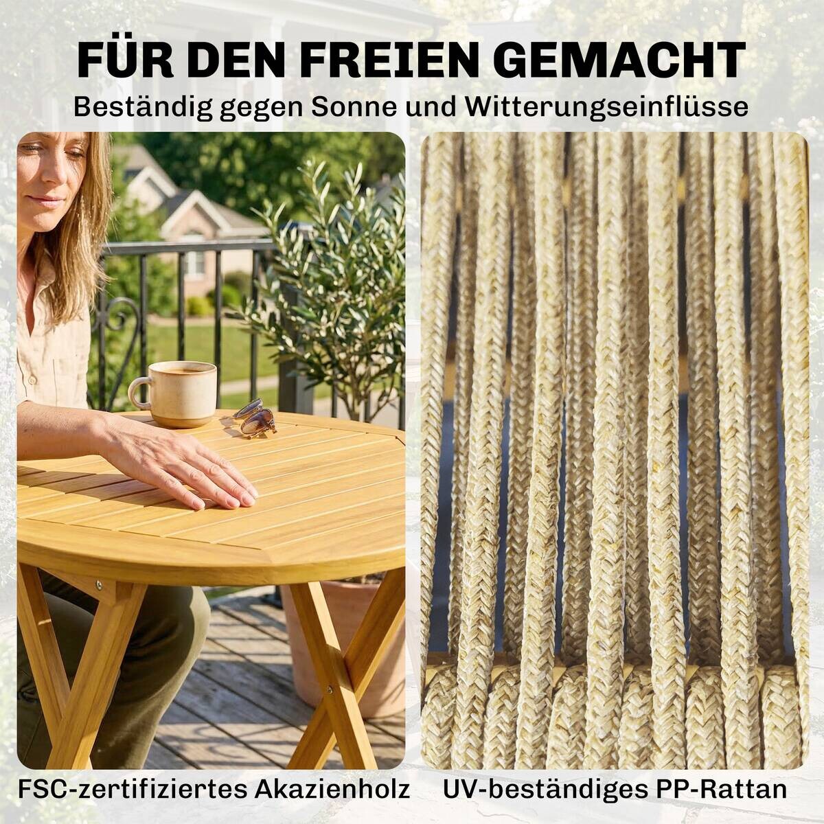 Outsunny Balkonmöbel-Set natur Kunststoff B/H/L: ca. 48x88x55,5 cm