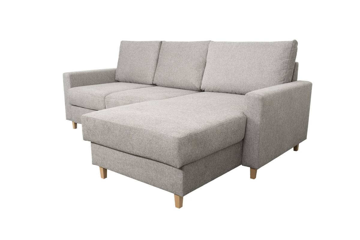 Ecksofa mit Bettfunktion und Bettkasten grau Microfaser B/H/T: ca. 228x92x163 cm