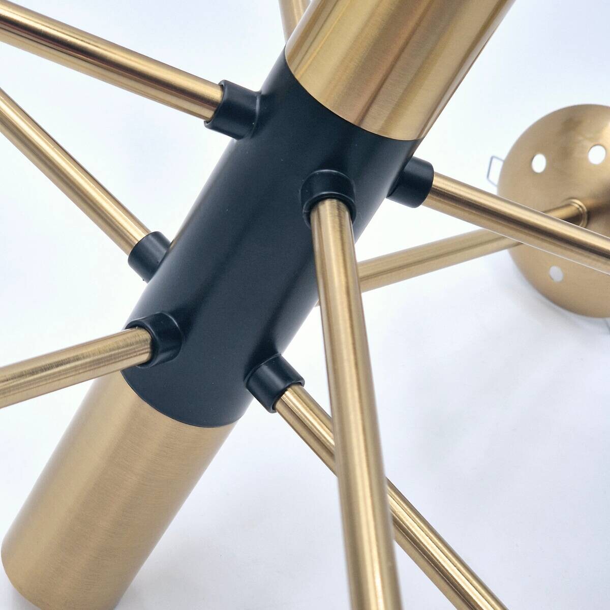 Lamkur Pendelleuchte gold schwarz Metall Glas H/D: ca. 76x68 cm E14 8 Brennstellen