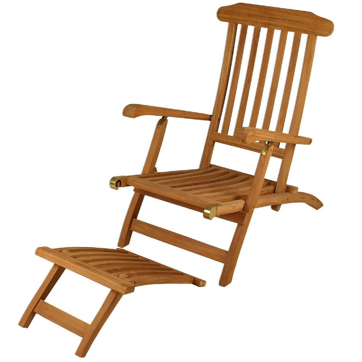 VCM Gartenliege Florentine braun Holz B/H/L: ca. 60x90x160 cm