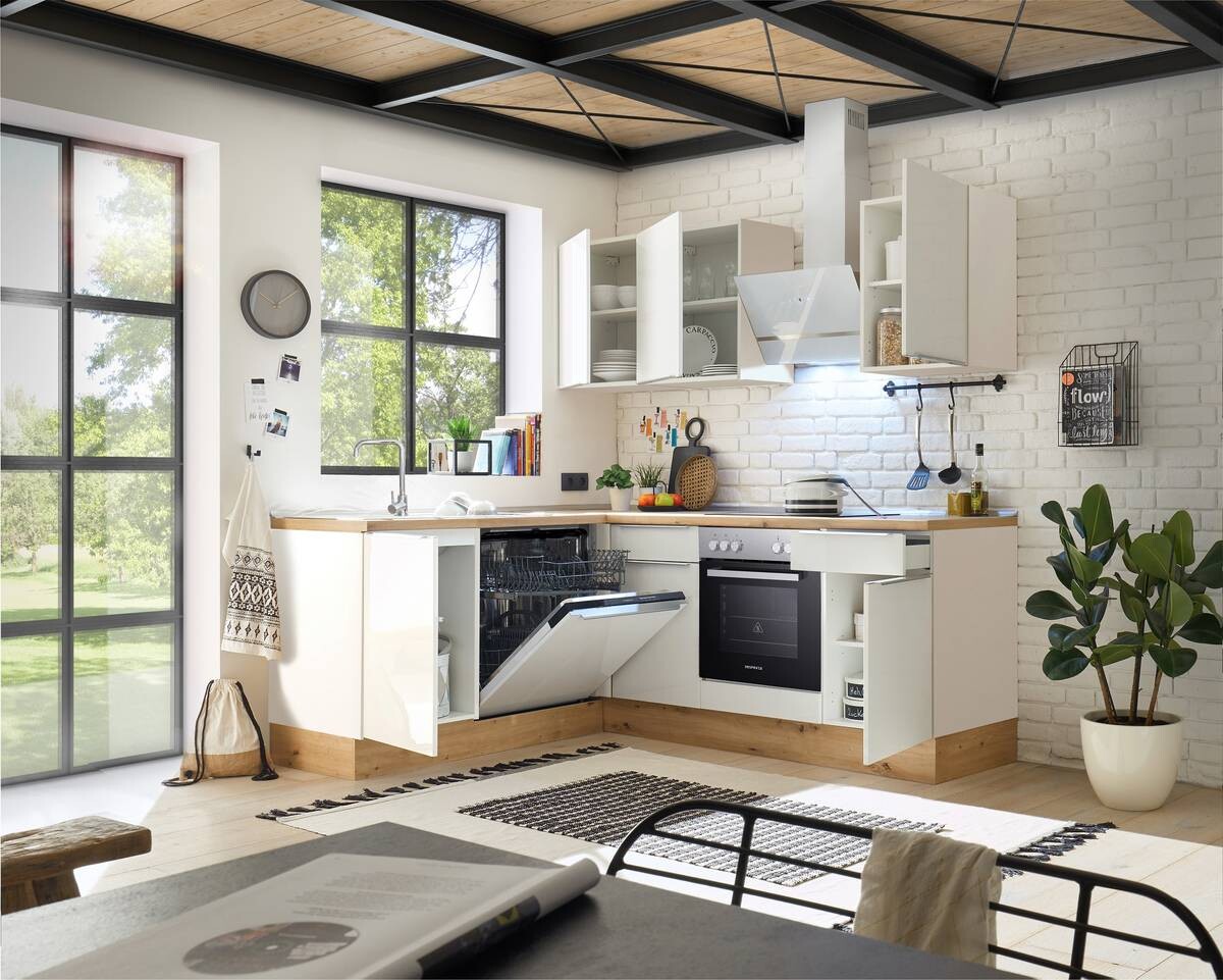 Respekta Winkelküche Marleen weiß Hochglanz B/H/T: ca. 220x211x170 cm