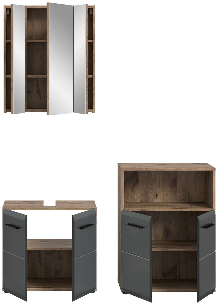Badezimmer-Set Ice Nox Oak Nachbildung schwarz matt B/H/T: ca. 135x185x30 cm