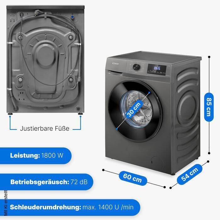 Bomann Waschmaschine WA 7185 T schwarz B/H/T: ca. 60x85x54 cm ca. 80 kg