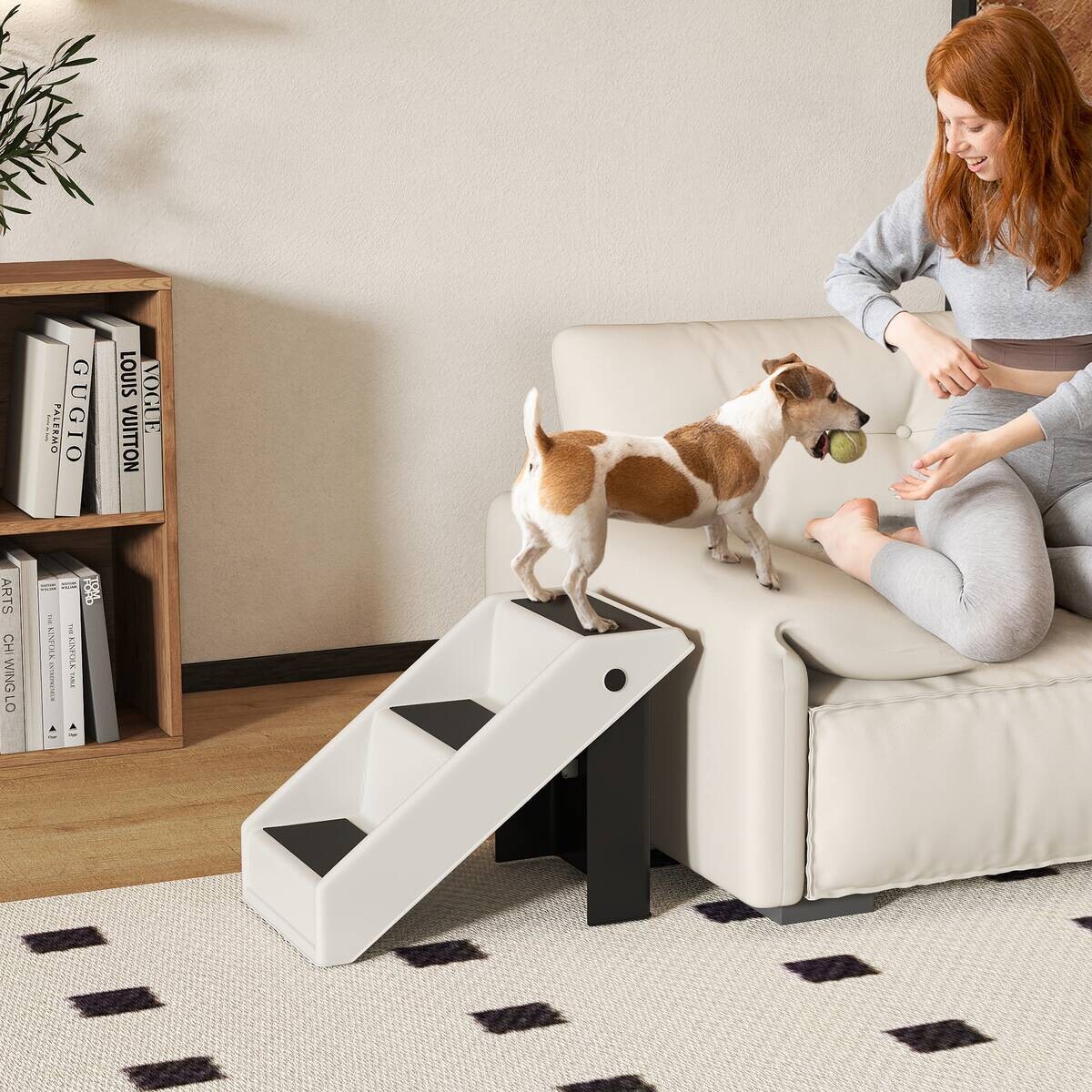 PawHut Hundetreppe creme Polypropylen B/H/L: ca. 30,5x36,5x53 cm