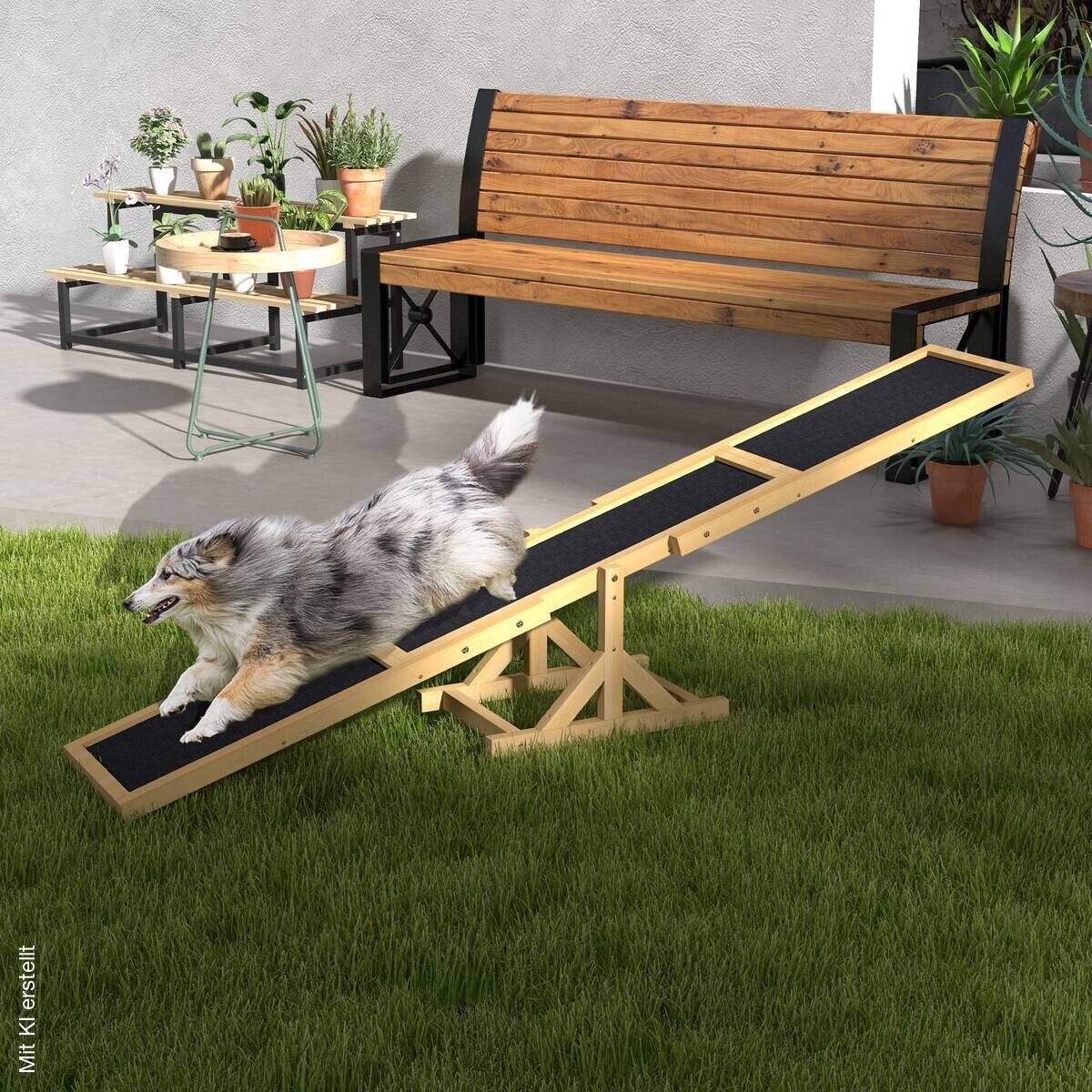 PawHut Hundewippe gelb Holz B/H/L: ca. 30x30x180 cm