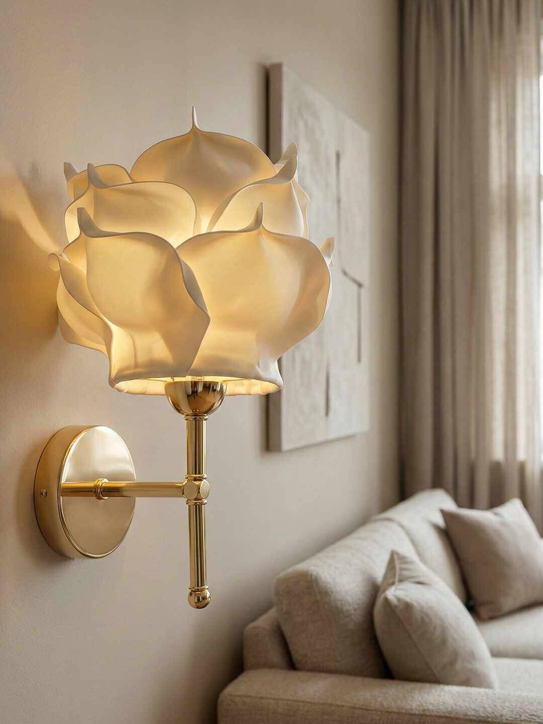 Opviq Wandleuchte gold beige Metall B/H/T/L/D: ca. 24x40x24x24x24 cm 1 Brennstellen