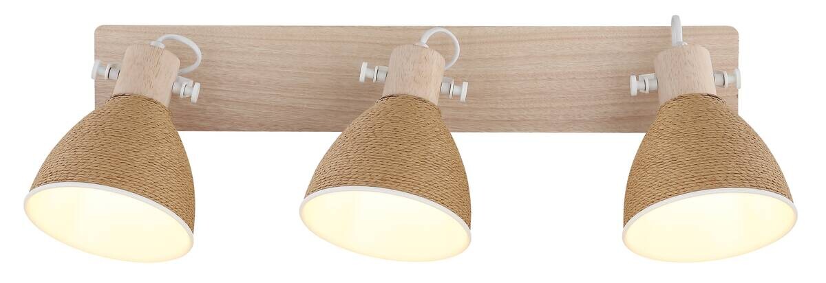 GLOBO Spot braun weiß Metall Holz B/H: ca. 63x19 cm E14 3 Brennstellen