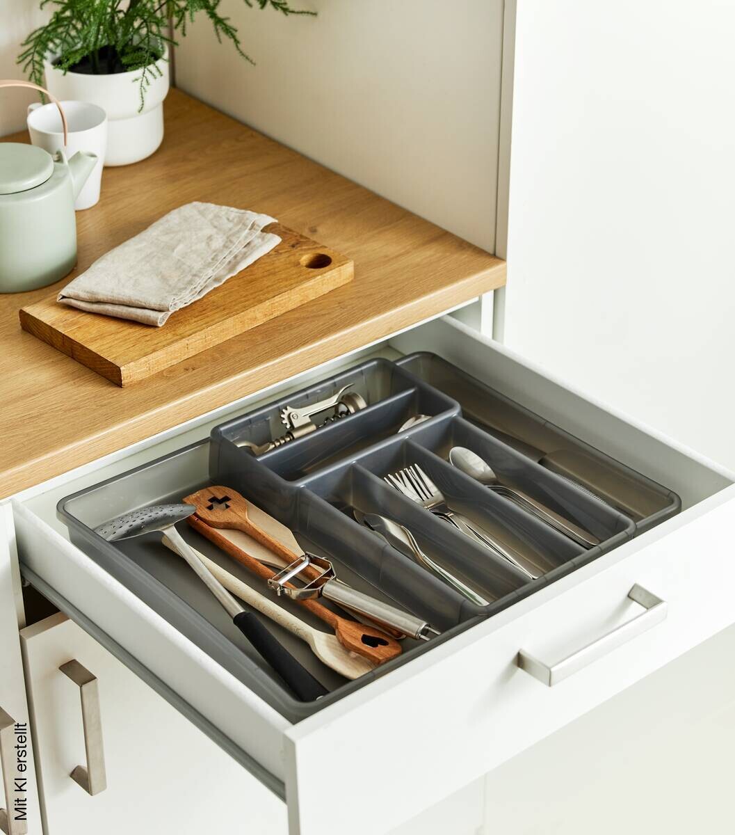Rotho Besteckkasten DOMINO anthrazit Kunststoff B/H/L: ca. 34,1x5,1x39,7 cm