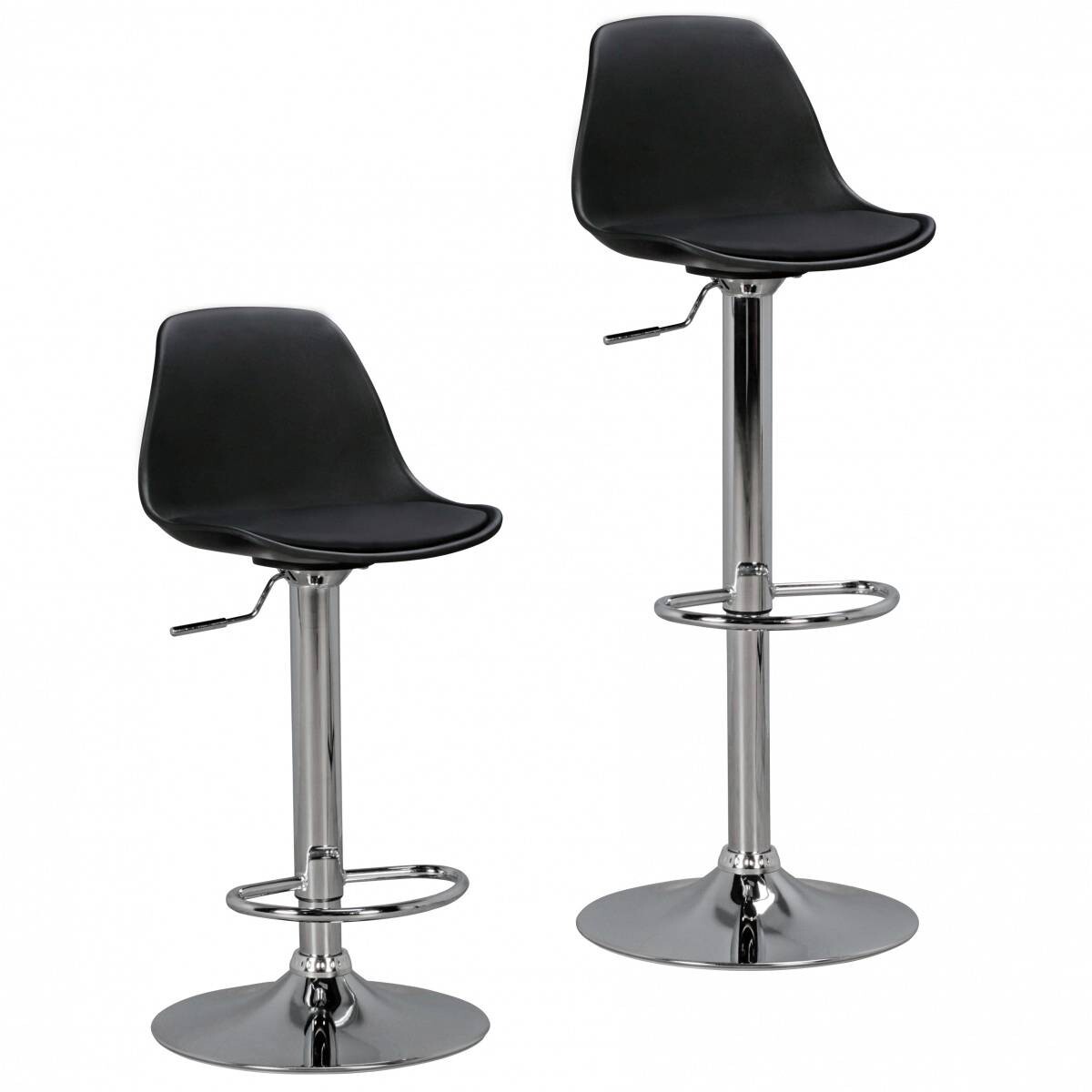 Barhocker schwarz Chrom Kunstleder Metall B/H/T: ca. 40x104x40 cm