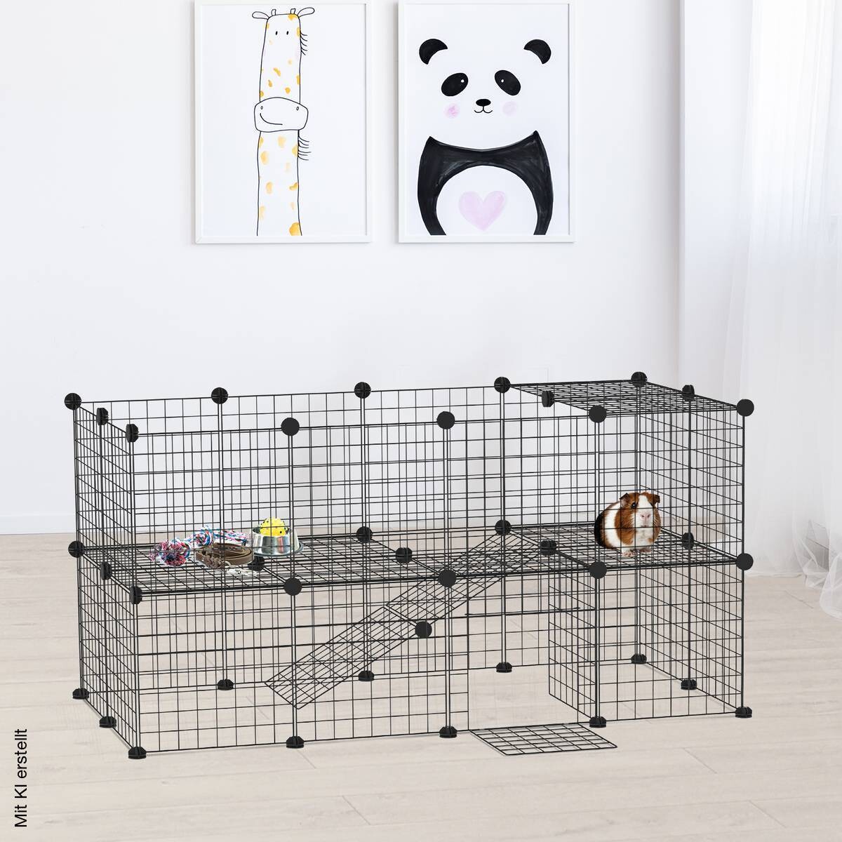 PawHut Laufgitter schwarz Metall B/H/L: ca. 73x73x146 cm