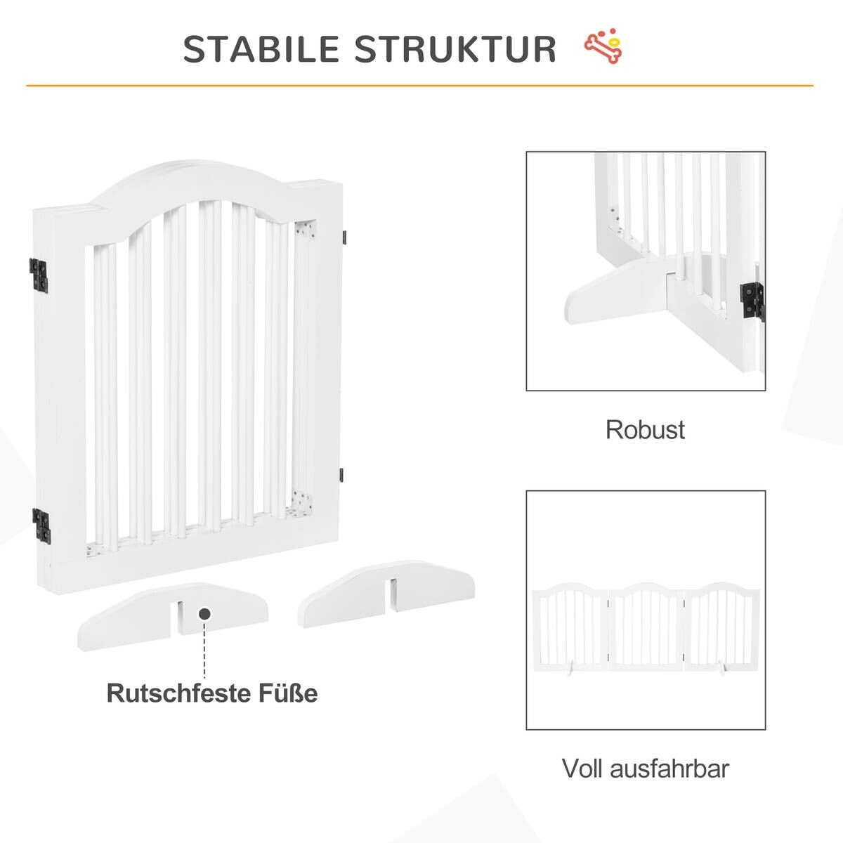 PawHut Hunde-Schutzgitter weiß Polypropylen B/H/L: ca. 29,5x154,5x61 cm