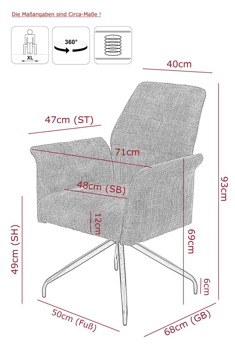 Armlehnstuhl Viktoria hellgrau Microfaser Webstoff B/H/T: ca. 71x93x68 cm
