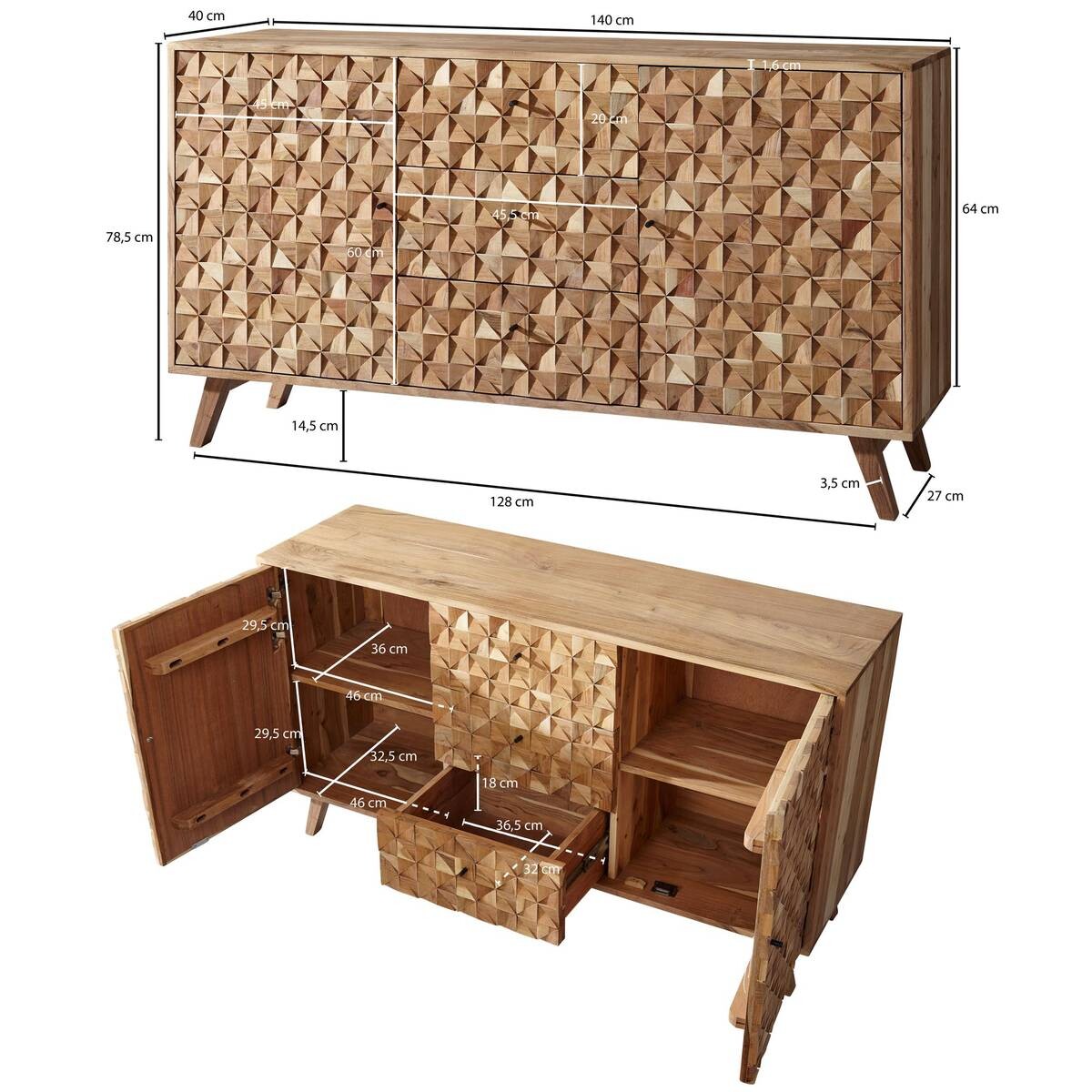 Sideboard natur B/H/T: ca. 140x78,5x40 cm