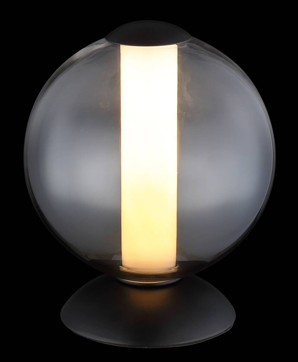 GLOBO Tischleuchte Rauch Opal mattschwarz Metall Glas H/D: ca. 21x18 cm 1 Brennstellen