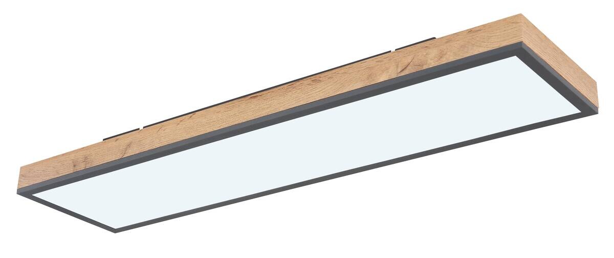 GLOBO LED-Deckenleuchte Graphit Holzoptik MDF Aluminium Acryl B/H/L: ca. 20x7,8x80 cm 1 Brennstellen