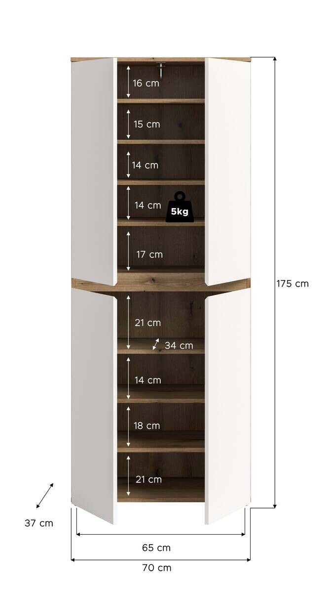 Schrank SCARPA Evoke Oak Nachbildung weiß B/H/T: ca. 70x175x37 cm