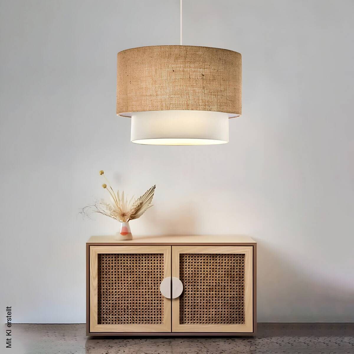 Opviq Pendelleuchte beige Stoff B/H/T/L/D: ca. 30x70x30x30x30 cm E27 1 Brennstellen