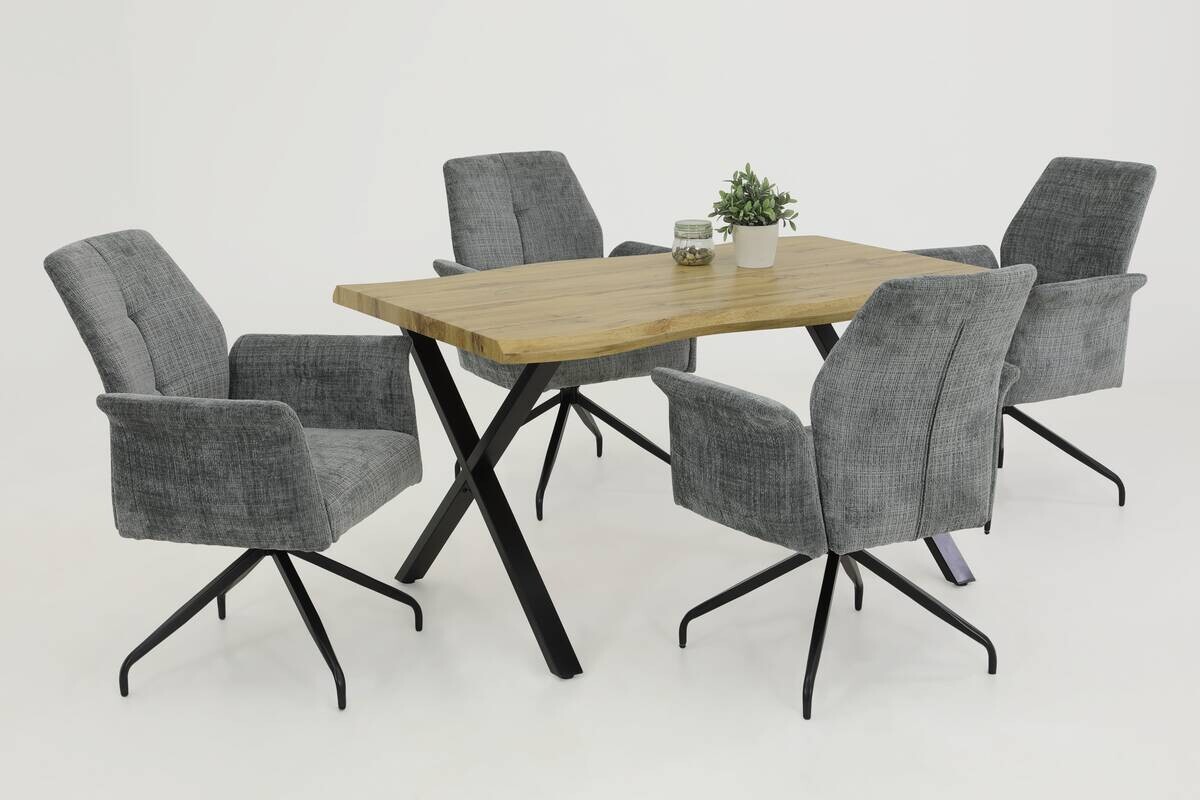 Armlehnstuhl Viktoria hellgrau Microfaser Webstoff B/H/T: ca. 71x93x68 cm