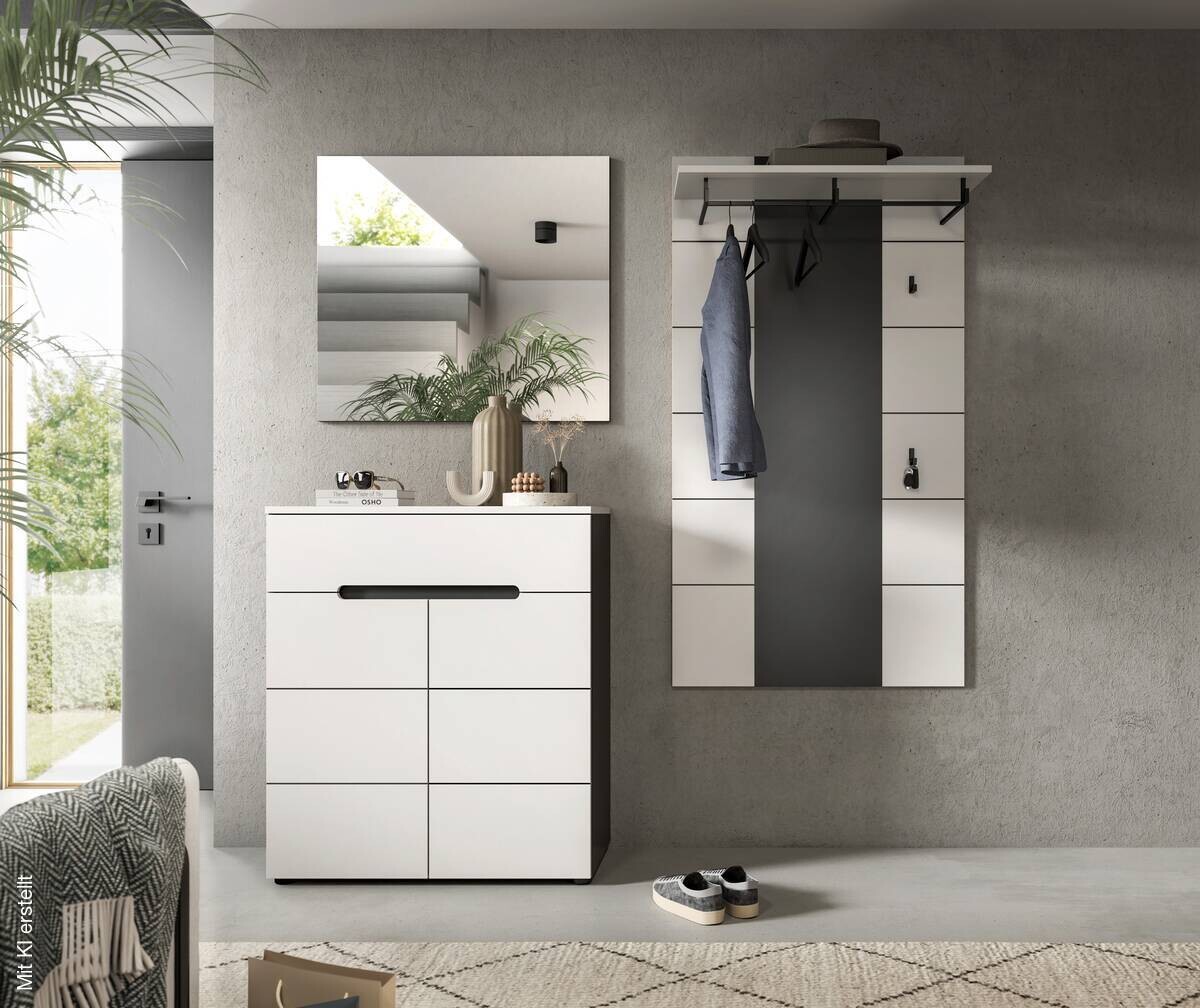 Garderobe Canu basaltgrau Nachbildung weiß B/H/T: ca. 175x190x37 cm
