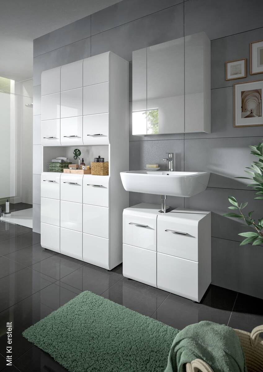 Mehrzweckschrank Ice weiß weiß Hochglanz B/H/T: ca. 90x185x30 cm