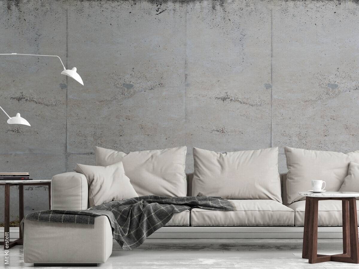 Livingwalls Fototapete Betonoptik grün grau beige B/L: ca. 280x159 cm