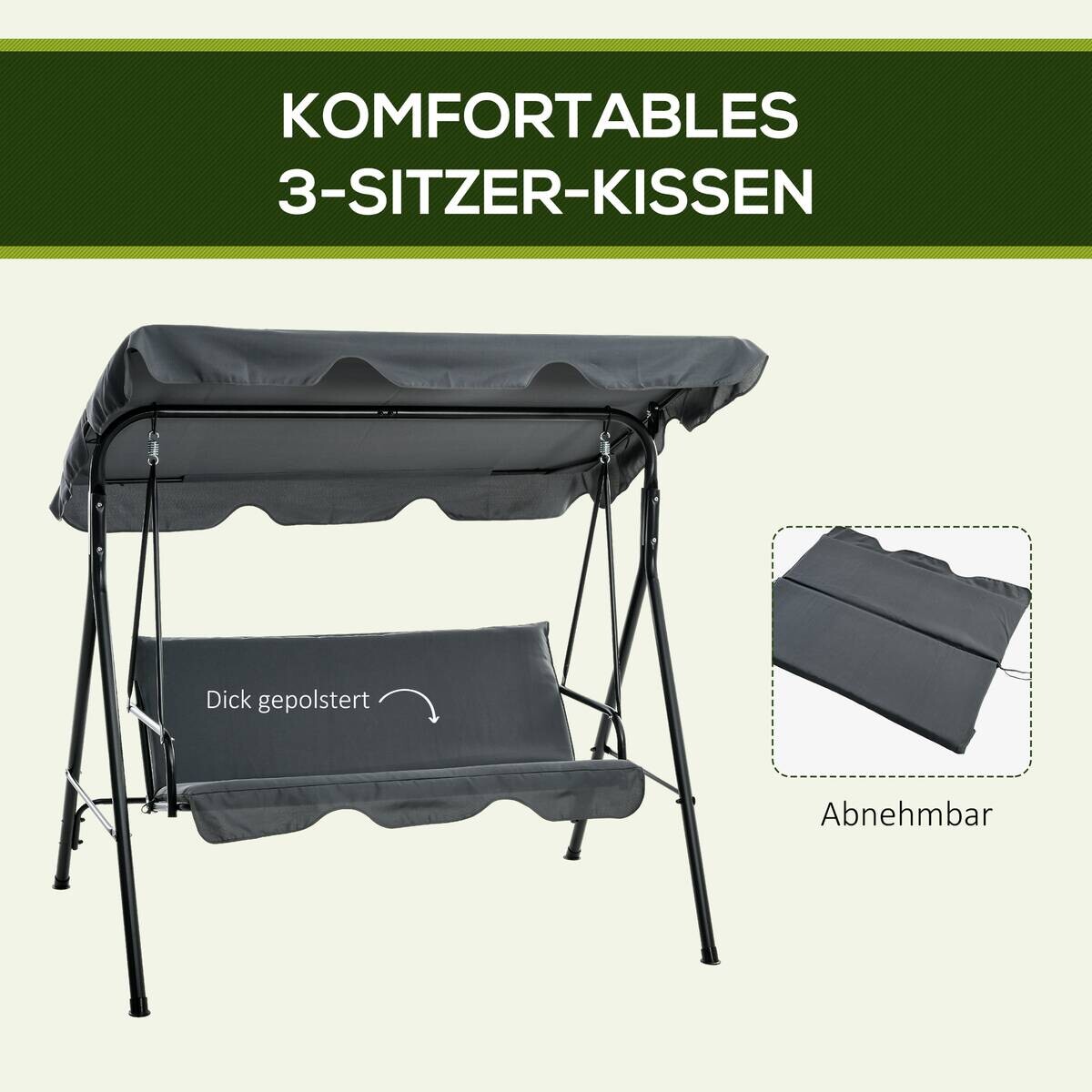 Outsunny Hollywoodschaukel grau Polyester B/H/L: ca. 110x153x172 cm