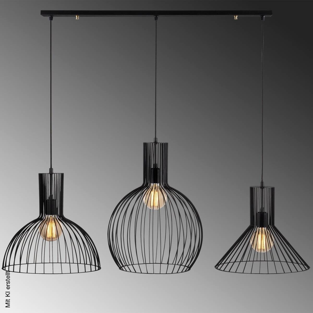 Opviq Pendelleuchte MR-768 schwarz B/H/T/L: ca. 145x158x38x145 cm E27 3 Brennstellen