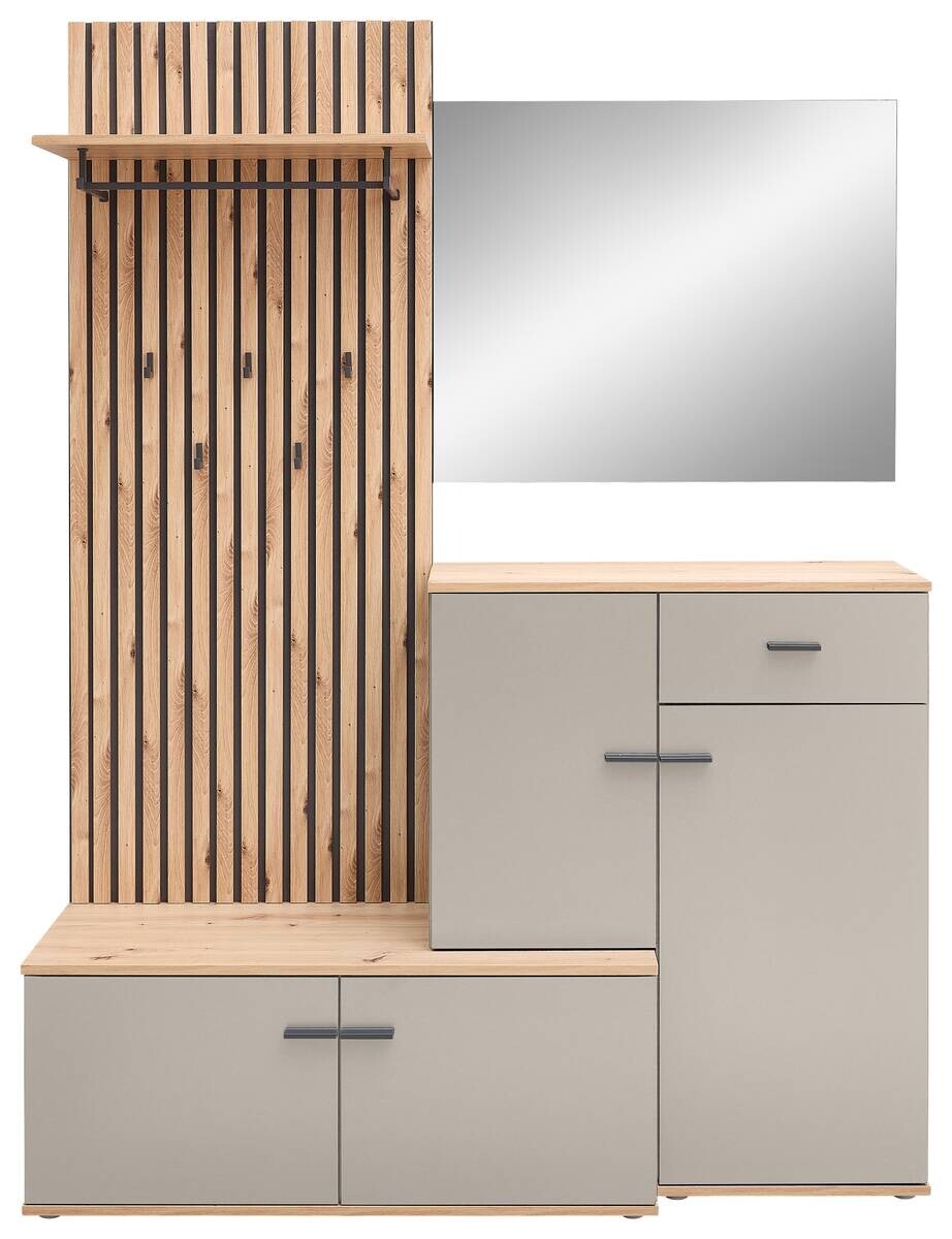 Kompaktgarderobe Fynn Eiche Artisan Nachbildung Kaschmir B/H/T: ca. 148x199x83 cm