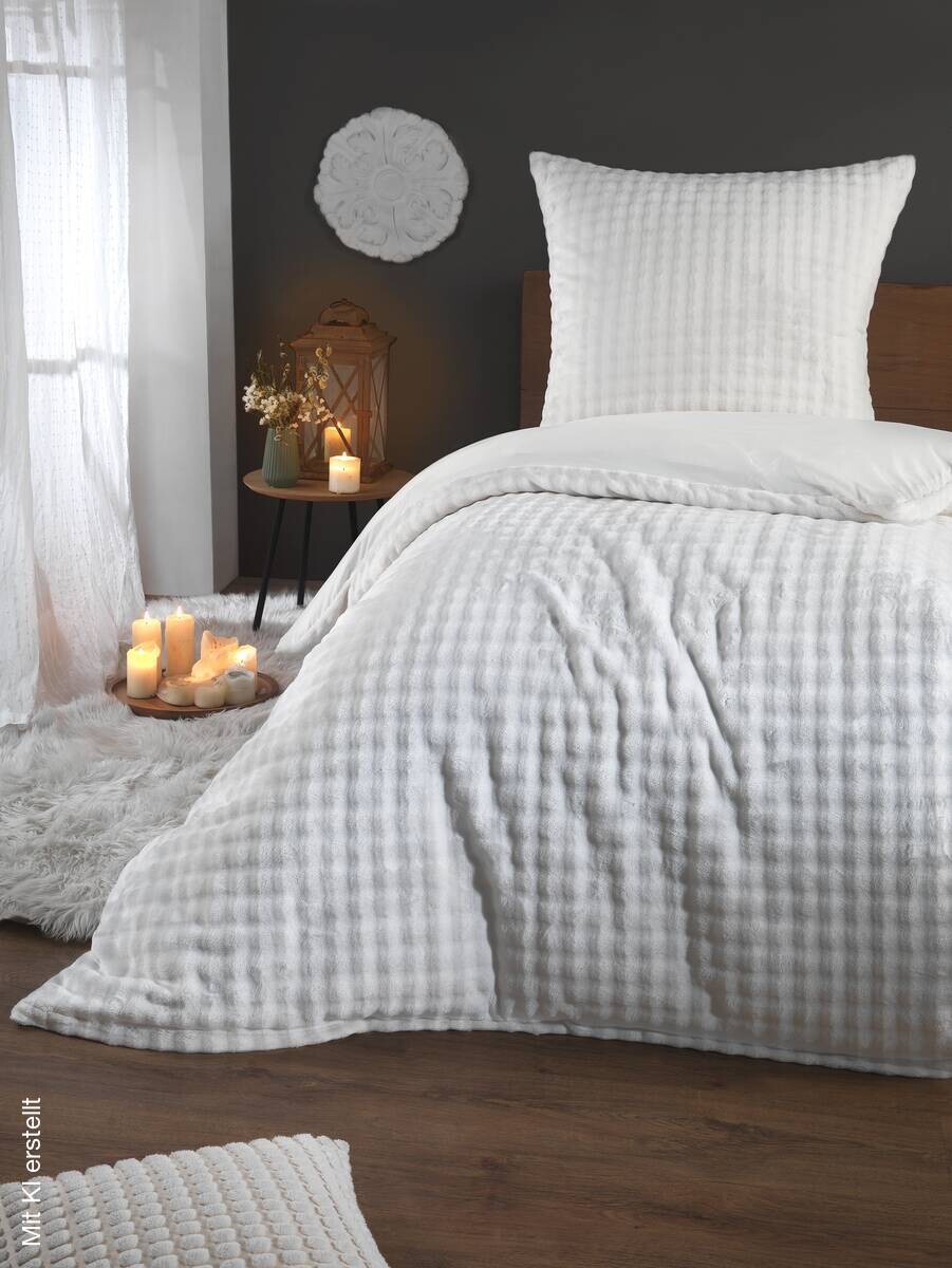 Microfaser Bettwäsche Flanell natur Polyester B/L: ca. 135x200 cm