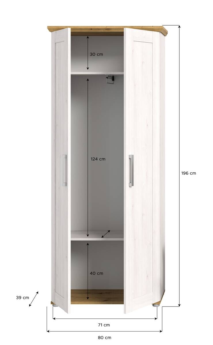 Garderobenschrank Verona Sibiu Lärche Nachbildung Eiche Artisan Nachbildung B/H/T: ca. 80x196x39 cm