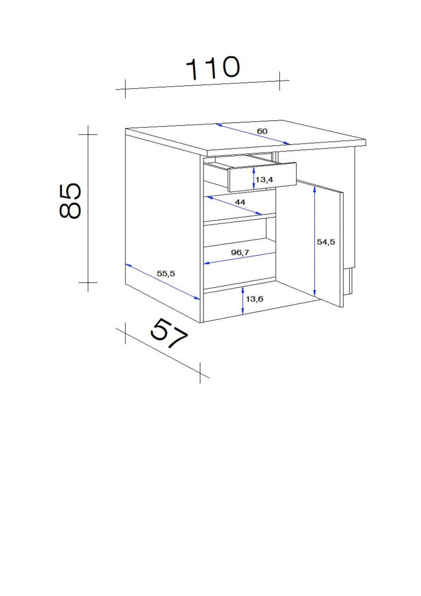 Eckunterschrank Wito weiß B/H/T: ca. 110x85x60 cm