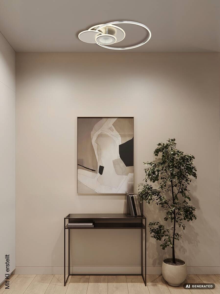 LED-Deckenleuchte Flux silber nickel Kunststoff Metall B/H/L: ca. 45x7,5x56 cm