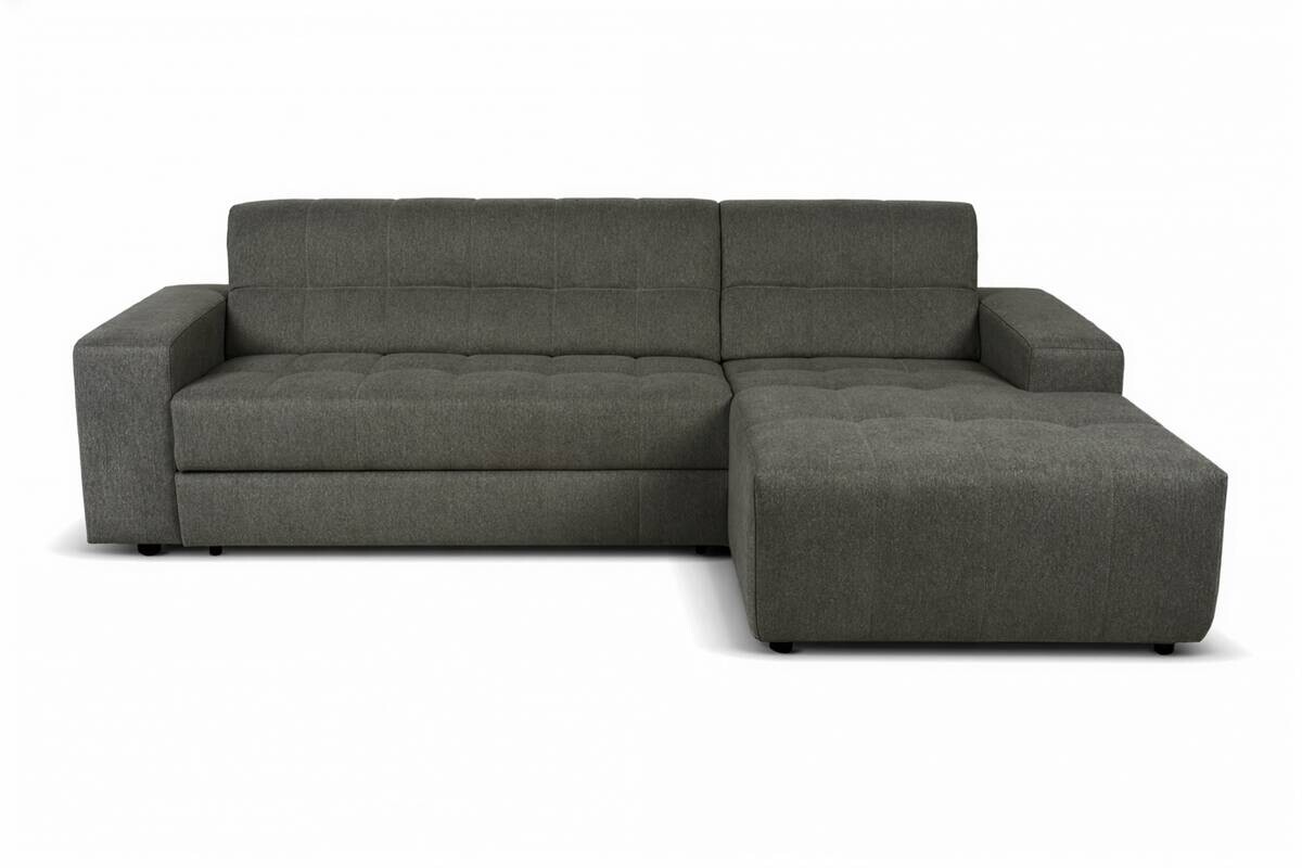 Ecksofa mit Bettfunktion dunkelgrau Flachgewebe B/H/T: ca. 267x93x163 cm
