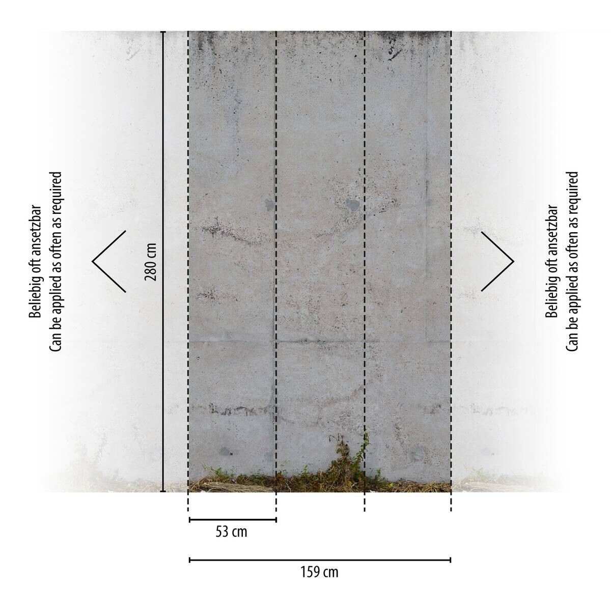 Livingwalls Fototapete Betonoptik grün grau beige B/L: ca. 280x159 cm