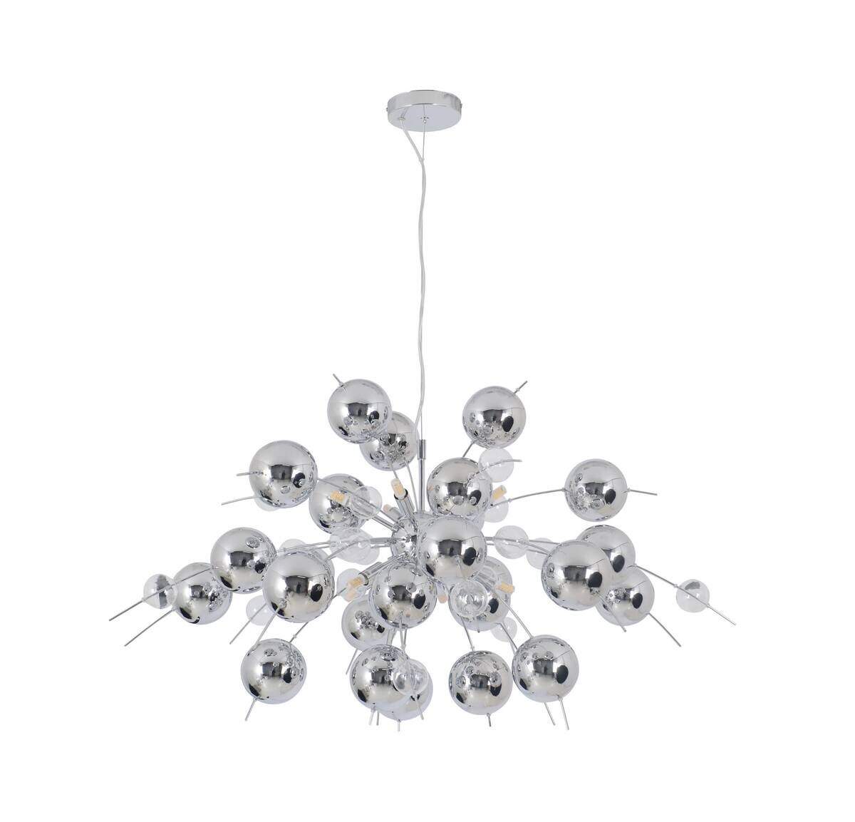 Näve Leuchten Pendelleuchte Chrom Glas Metall B/H/T/D: ca. 98x187x98x98 cm G9 10 Brennstellen