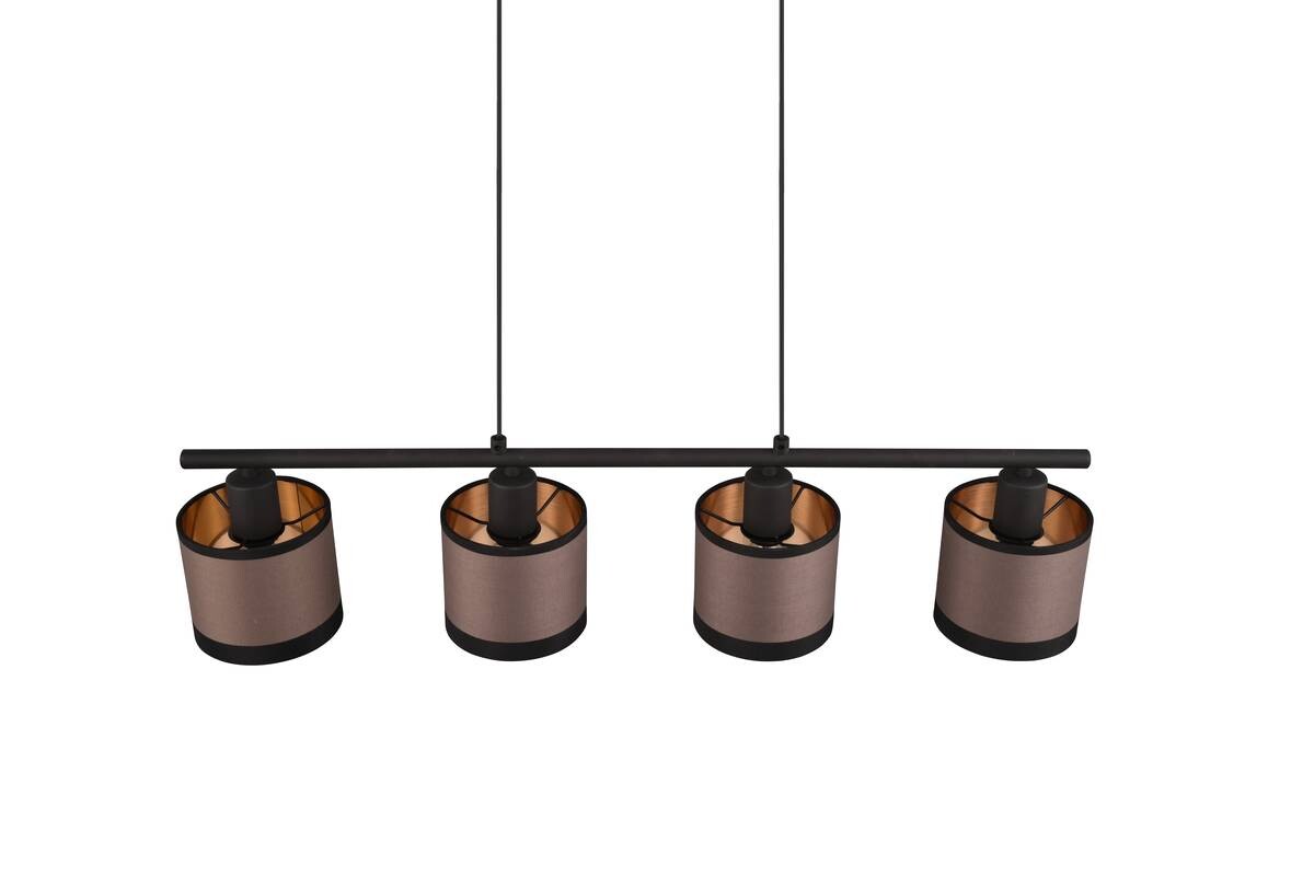 Reality Pendelleuchte R31554041 Davos schwarz taupe Stoff Metall B/H/T/D: ca. 75x150x12x12 cm E14 4 Brennstellen
