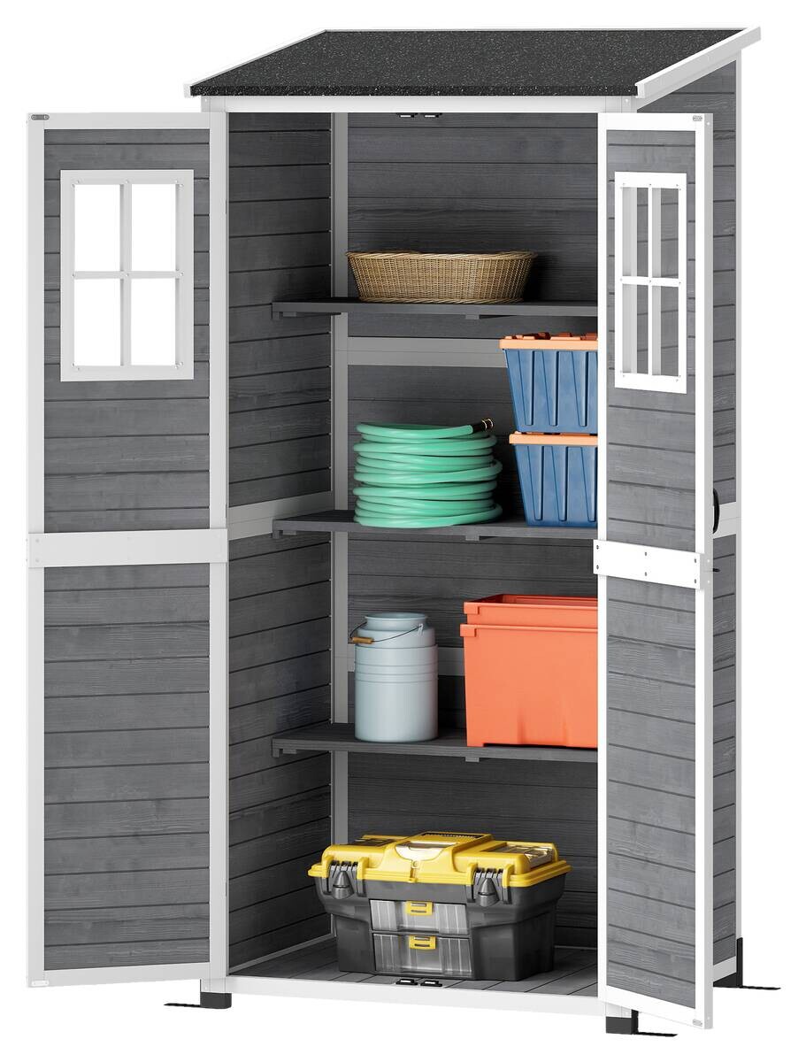 Outsunny Gartenschrank hellgrau Holz B/H/L: ca. 69x192x91 cm